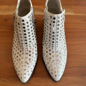1. State Silver Studded Cream Ankle Boots